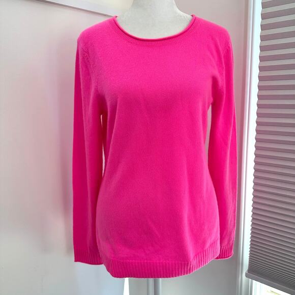 Talbots 100% Cashmere Small Hot Pink Crewneck Sweater Women's Long Sleeve Shirt - Picture 4 of 7